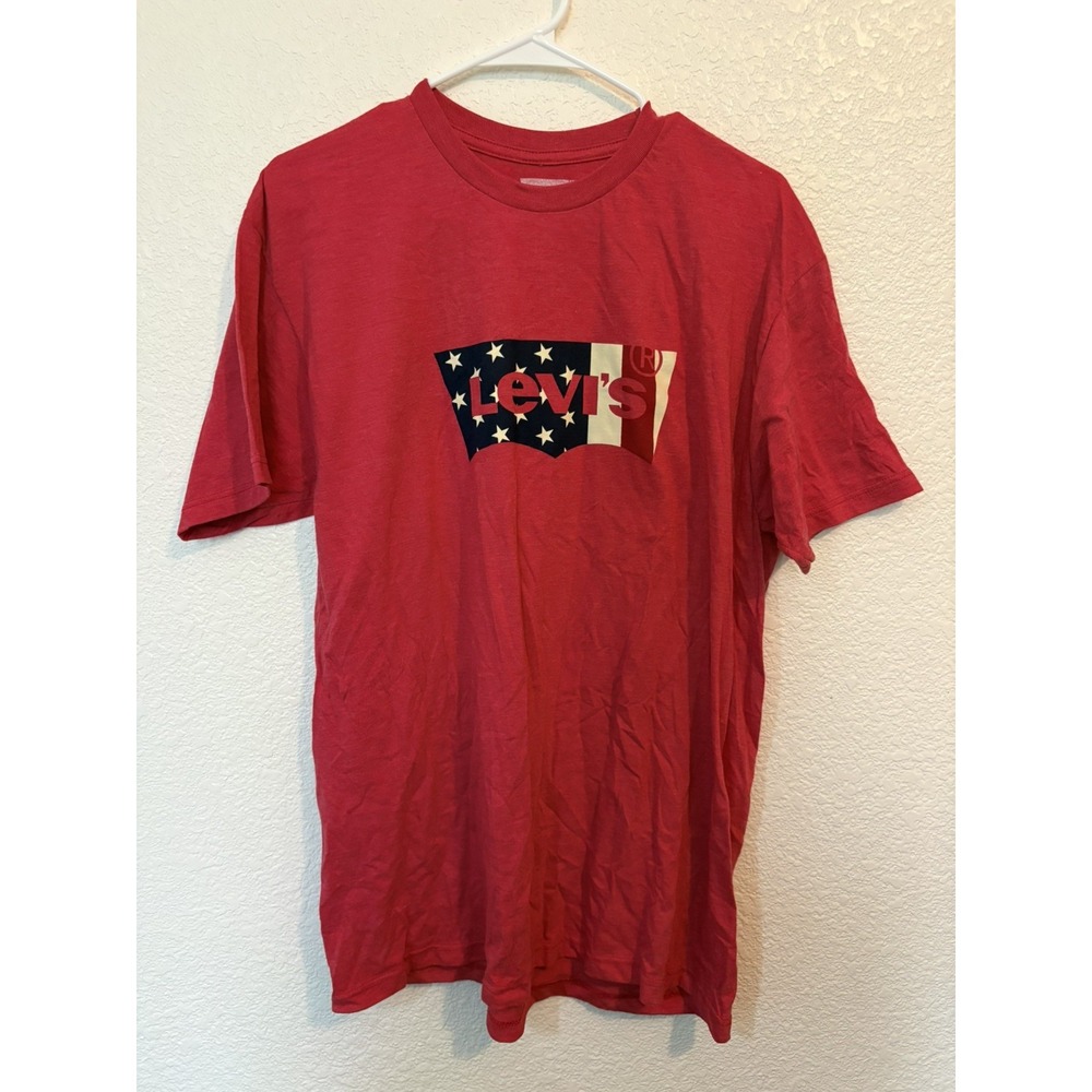 Levi's Men's American flag lightweight t-shirt Size L heather red 4th of July!